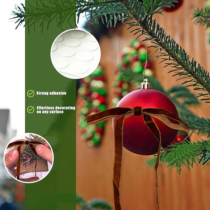 24Pcs Velvet Ribbon 5 x 7 Inch Christmas Ribbon 3/8 Inch Wide Christmas Bows Vintage Velvet Bows for Christmas Tree Brown Bows for Christmas Tree Decorations