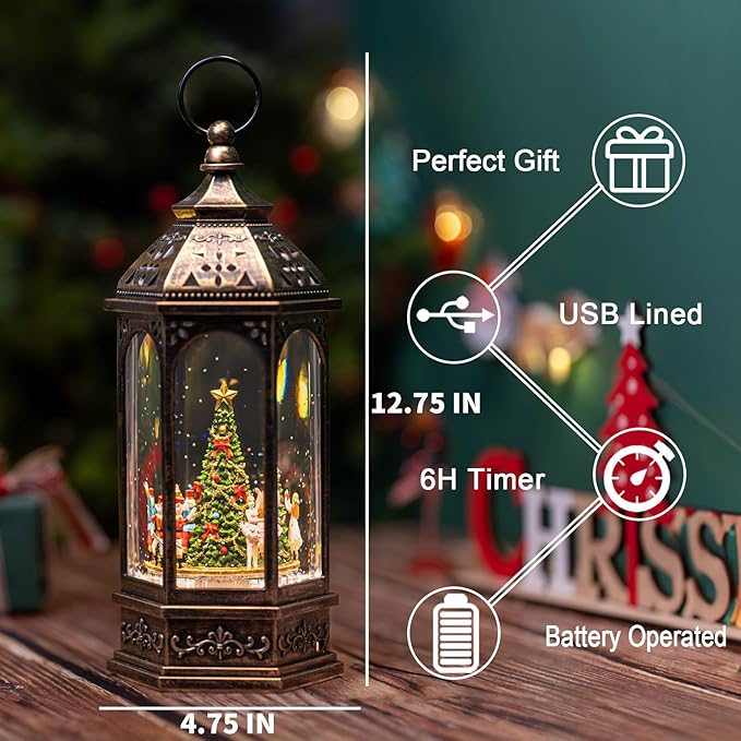 Christmas Snow Globes, Dancing Princess, Nutcracker and Mouse King Duel, Will Rotate Around The Christmas Tree, Holiday Decorations Gifts for Family, Children or Friends