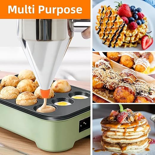 Multi-Caliber Pancake Batter Dispenser, Stainless Steel Funnel Cake Dispenser, Piston Funnel Cake Maker for Pancakes, Cupcakes,Crepes,Muffin,Waffles, Chocolate Balls (600)