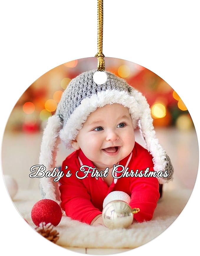 Personalized Christmas Ornaments 2025, Custom Christmas Ornaments with Photo & Text Hanging Ornament, Customized Christmas Tree Decorations Gifts for Family, Kids, Friends, Couples, Wedding