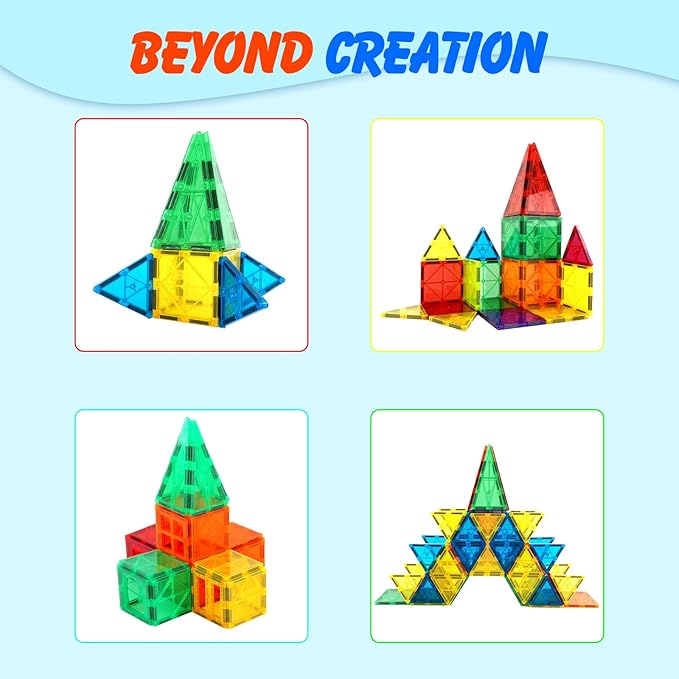 Gemmicc Magnetic Tiles, Magnet Toys Building Blocks for Kids, STEM Approved Educational Toys, Starter Set Magnet Puzzles Stacking Blocks,Sensory Montessori Toys for Boys Girls