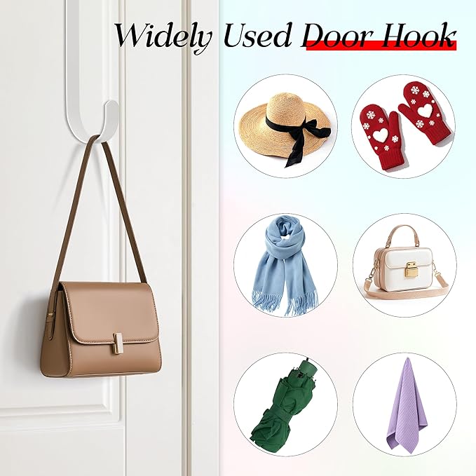 MCFULL 14 in Wreath Hangers for Front Door,Sturdy Metal Wreath Doors Hangers,Over The Door Hooks for Front Porch Decor,White Garland Hooks Holders for Halloween Christmas Decorations2 Packs