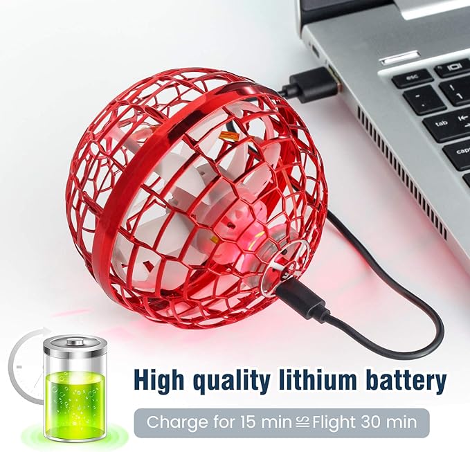 MERRYHOME Flying Ball Toys for Boys Grils: 2024 Fly Orb Cosmic Globe Boomerang Hover Ball, Hand Mini Drone, Flying Toy Fly Spinners for Kids Teens Adults Indoor Outdoor Toys (Red)