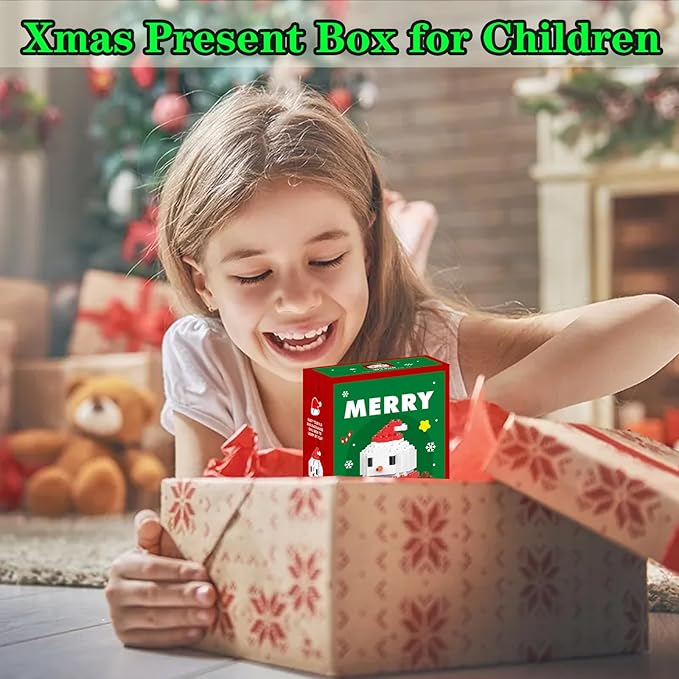 Christmas Red Snowman Building Blocks Set Compatible with Lego Advent Calendar 2025 Stacking New Toys Holiday Present Box New Year Xmas Gifts for Kids for Boys & Girls and Adults