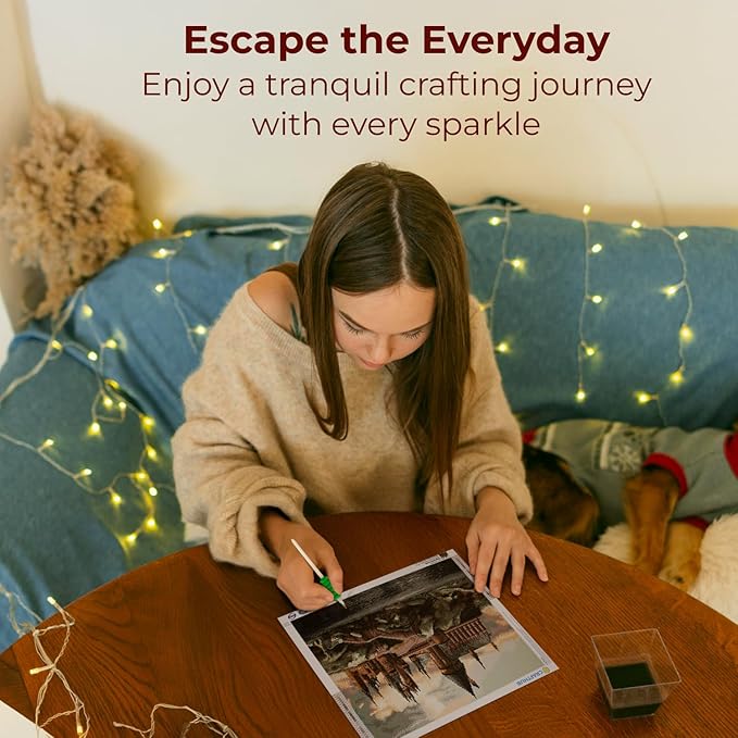 CRAFTHUB Harry Potter Diamond Art – Hogwarts Castle – 5D Diamond Painting Kit & Tools – with Big Trays & Light Pens – Officially Licensed Merchandise – 19.7' x 23.6"