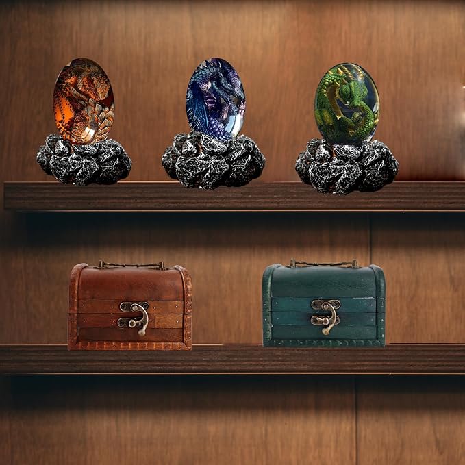 ACOCOFE Dragon Egg,Lava Dragon Eggs with Luminous Base Ornaments,Handmade Sculpture Resin Crystal Dragon Souvenir,Dragon Egg Ornaments Gift for Christmas,Birthdays,Graduation (Green with Base)