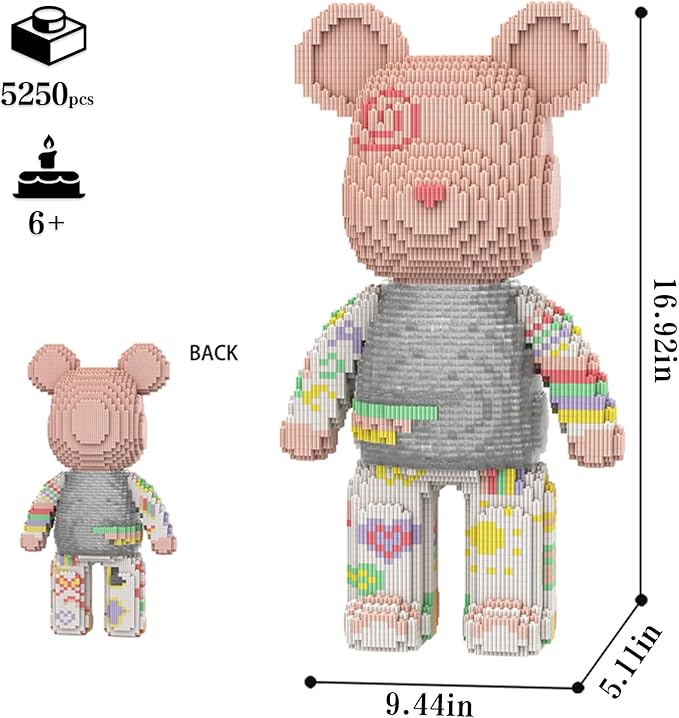 Bear Micro Mini Building Block Sets for Adults, No Compatible with Lego, 5250PCS Building Toys for Home & Office Decor, MOC 3D Creative Model Gifts for Christmas
