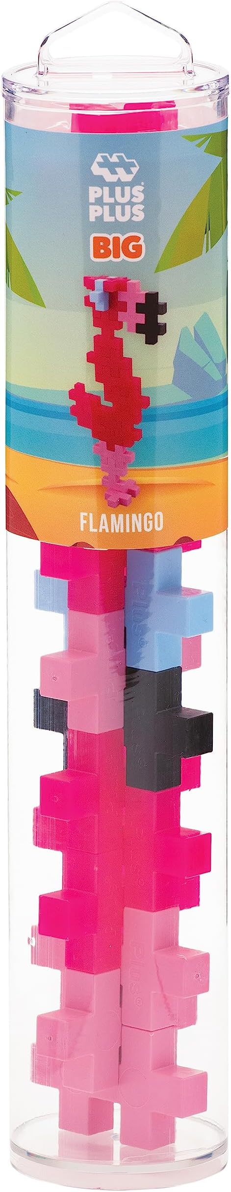 PLUS PLUS Big - Instructed Tube - 15 Piece Flamingo - Construction Building Stem/Steam Toy, Interlocking Large Puzzle Blocks for Toddlers and Preschool