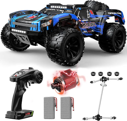 DEERC 9006E 1:12 RC Cars for Adults Boys, 45KM/H Off-Road Short Course Truck, 4WD All Terrain Remote Control Monster Truck, 2.4GHz Waterproof Car with 2 Rechargeable Batteries, Spare Tire, LED Lights