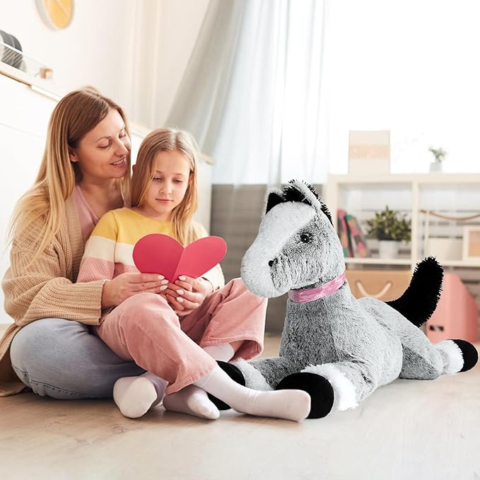 MaoGoLan Large Horse Plush Stuffed Animal for Kid, 3 ft Ridable Horse Plush Pillow, Soft Pony Toy, 33 inches