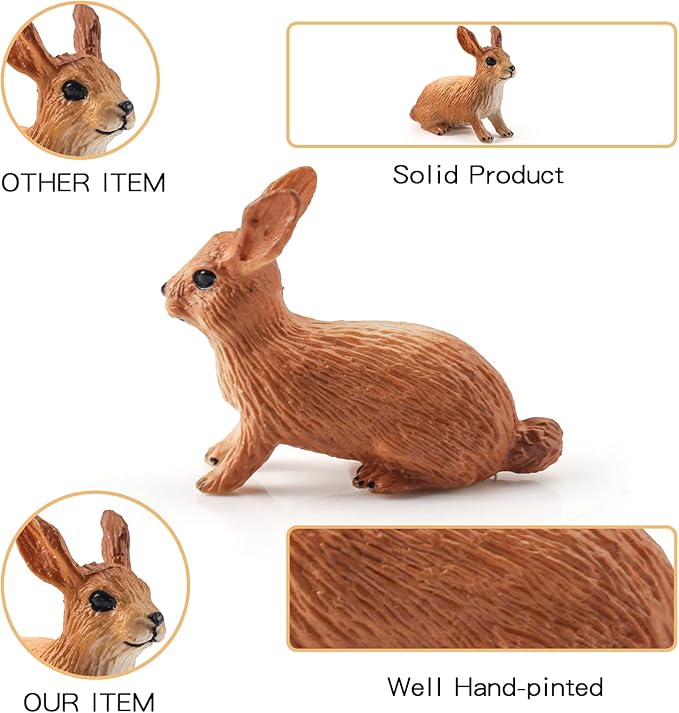 Mini Rabbit Action Figures with Holes Toys Set 21PCS for Toddlers Rabbits Toys Cake Toppers Bunny Figurines Gifts for Kids Boys and Girls Doll House Accessories