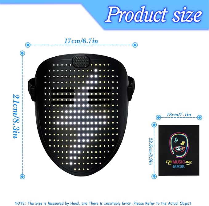 Led Mask with Gesture Sensing,Light up mask for Kids/Men/Women LED Halloween Mask for Costume Cosplay Party