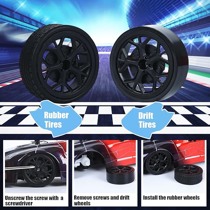 Spider RC Drift Car, 1:14 Monster Truck Remote Control Drift Car with Full Proportional Throttle 4WD GT Drift RC Cars with Cool Light Vehicle RC Drifting Car Gifts Toy for Adults Boys Kids