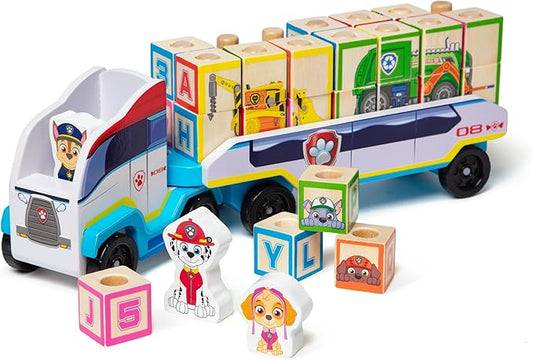 Melissa & Doug PAW Patrol Wooden ABC Block Truck (33 Pieces) - Sort And Stack Toys, Alphabet Blocks For Toddlers, Vehicle Toys For Kids Ages 3+, 34.93 cm x 17.78 cm x 10.03 cm