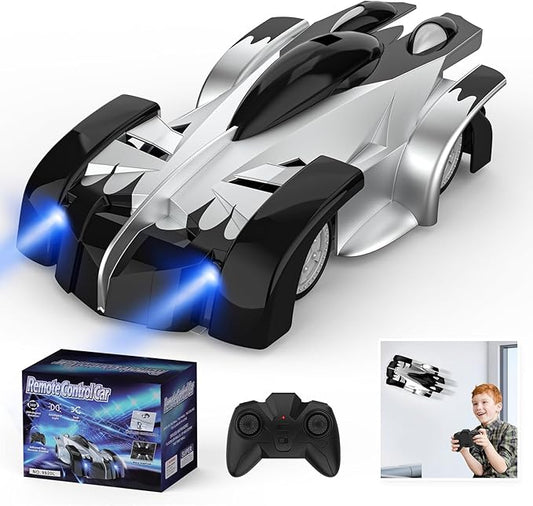 Wall Climbing Remote Control Car, Dual Mode 360° Rotating RC Stunt Car with Headlight, Rechargeable RC Car Toys for 3 4 5 6 7 8-12 Year Old Boys Girls Kids (Silver)