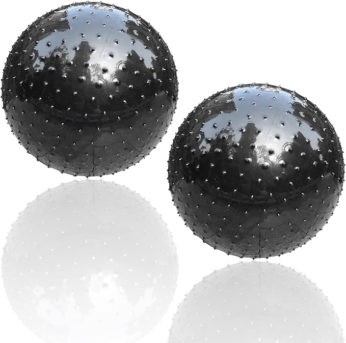Large Sensory Massage Ball for Kids,2-Pack 33.5" 85CM Bouncy Exercise Balls, Big Inflatable Toys with Tactile Spikes, Outdoor Giant Yoga Balls, Large Beach Ball (2 Black)