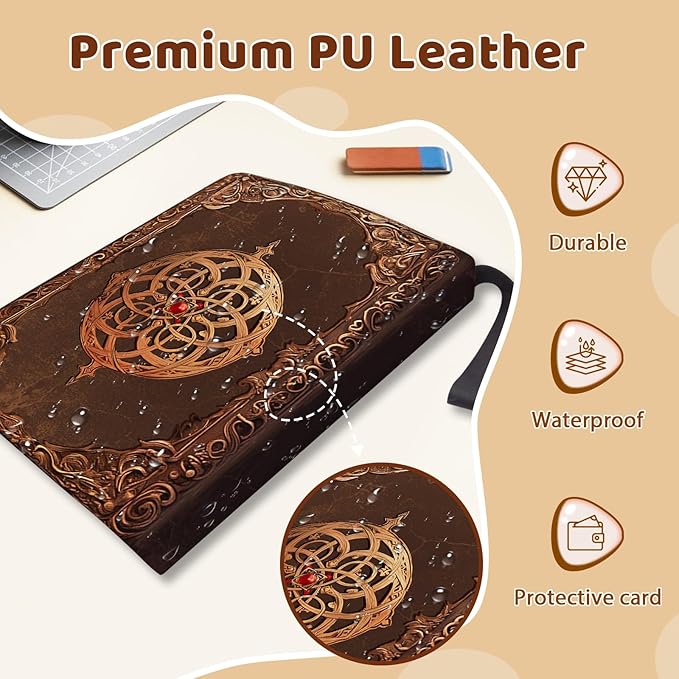 900 Pocket Trading Card Storage Album, Card Binder with 50 Durable 9-Pocket Pages, Retro Dragon Design on Pocket Card Packs, Thanksgiving Christmas Birthday Gifts for Zipper Closure Collector