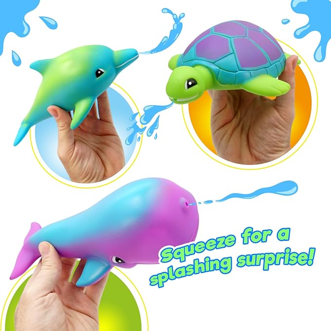 JA-RU Ocean Squirt Squishy Water Animals (1 Water Toys) Fun Floating Foam Sea Animal Toys for Kids. Sea Turtle, Dolphin, Whale Toddler Bath Toys. Pool & Beach Accessories. 4012-1s