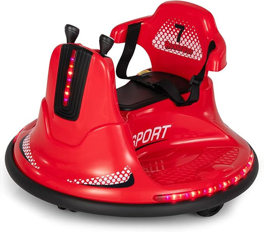 HONEY JOY 12V Bumper Car for Toddlers, Baby Ride on Bumper Car w/Dual Joysticks, Flashing LED Light & 360 Degree Spin, Electric Vehicle for Kids, Ride on Car w/Remote Control, Gift for Boys Girls