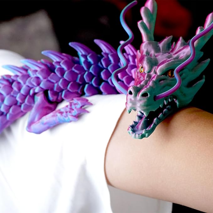 47.3inch Super Large 3D Printed Dragon Models,Flexible Joint Animal lacertid Figurines, 3D Printing Stuff Cheap,Stress Relief, Fidget restlessness, ADHD Toys, Surprise Fantasy Gifts (33.5inch)