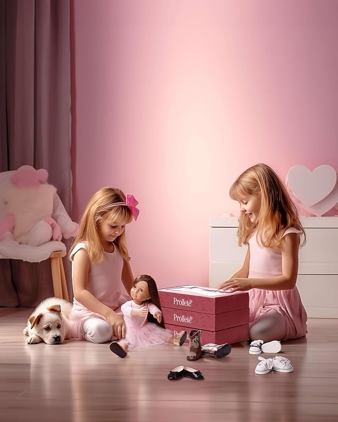 18 inch Doll Shoes - 7 Pairs with Gift Box, Compatible with American Doll