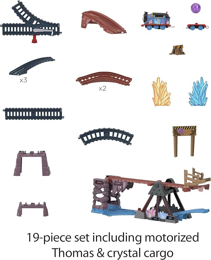 Thomas & Friends Motorized Toy Train Set Crystal Caves Adventure with Thomas, Tipping Bridge & 8 Ft of Track for Preschool Kids Ages 3+ Years