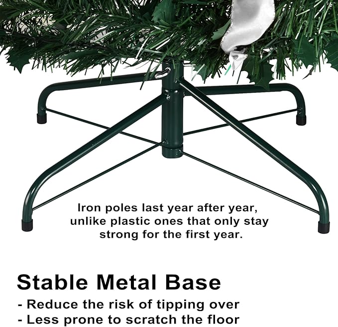 GameXcel 6.5FT Pop Up Christmas Tree with Lights and Decorations & Remote & Timer, Prelit Fully Decorated Pull Up Artificial Christmas Tree with Xmas Ball Ornaments Bows Ribbons for Xmas Party Decor