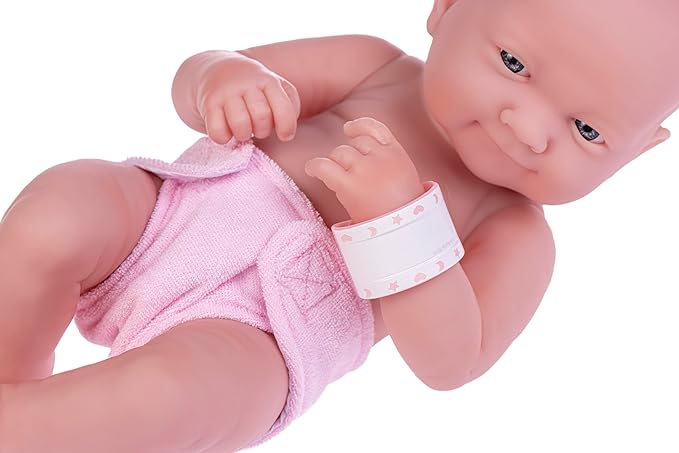 8 piece Layette Deluxe Bathtub Gift Set | JC Toys - La Newborn | 14" Life-Like Smiling Vinyl Newborn Doll w/ Accessories | Pink | Waterproof |Ages 2+