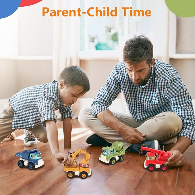 Construction Toys for 2 3 4 5 Years Old Boys Girls Kids Toddlers, Sandbox Excavator Toy Construction Truck Toys Vehicles Dump Crane Cement Mixer Truck, Christmas Birthday Gifts