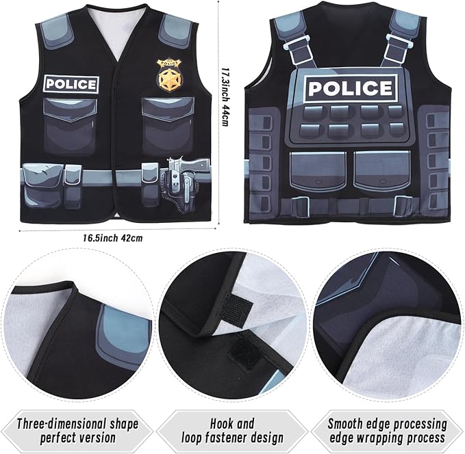Kyson 8Pcs Police Costume Kit for Boys Police Officer Cop Dress Up Accessories Halloween Career Day