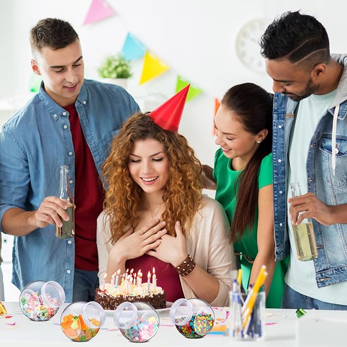 4 Pcs Plastic Candy Jar with Lid for Candy Buffet Large Storage Jar Clear Food Storage Canisters Kitchen Countertop Container for Cookies Beans Snacks Indoor Outdoor Wedding(40 oz)