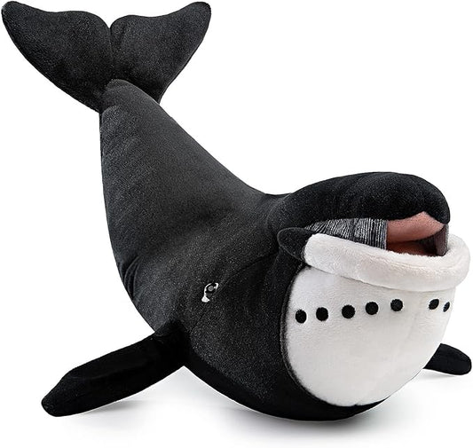 ZHONGXIN MADE Simulation Bowhead Whale Plush Toy - Black Long Lifelike Whale Stuffed Toys, Super Soft Realistic Sea Simulation Balaena Mysticetus Dolls Plush Gift Collection for Kids, 17Inches
