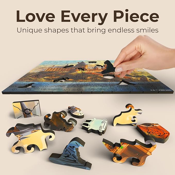 CRAFTHUB Harry Potter Puzzle - Hogwarts Castle - A3 Size - Wooden Jigsaw Puzzles for Adults - 158 Unique Shaped Pieces - Officially Licensed Merchandise - 10.8" x 12.5"