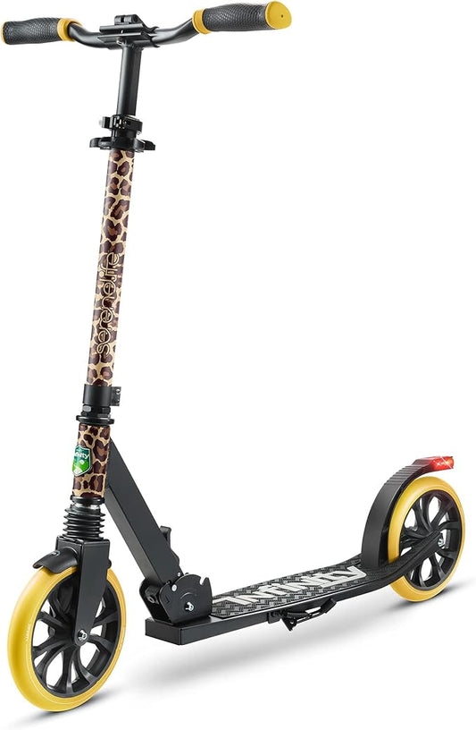 SereneLife Kick Scooter Adult Teenagers Kids- 2 Wheel Kids Scooter with Adjustable T-Bar Handlebar - Alloy Anti-Slip Deck - Portable Folding Scooters for Kids with Carrying Strap