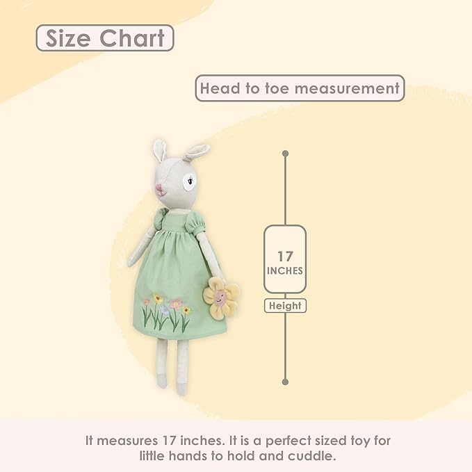 MON AMI Buttercup The Doe Doll – 17”, Linen Plush Doll with Floppy Ears, Use as Toy or Room Decor, for Kids of All Ages