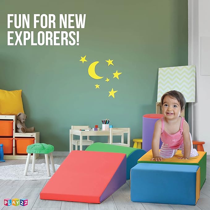 Play22 Soft Climbing Toys for Toddlers Indoor - 5 PC Baby Foam Climbing Blocks, PU Leather Gym Climb and Crawl Play Set Waterproof and Easy to Clean