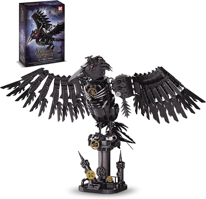 Mechanical Crow Building Block Sets for Adults, Compatible with Lego, Raven Animal Collection Model, Halloween Decor for Home or Office, STEM Toys Gift for Teens Boys and Girls 8-14 (1018PCS)