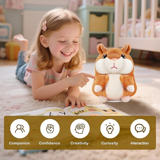 Kids Toddler Toys for Ages 2-4, Talking Hamster Repeats What You Say, Interactive Plush Repeating Toy for 2 3 4 5 6 8 Year Old Boy Girl Birthday Gift (Brown)