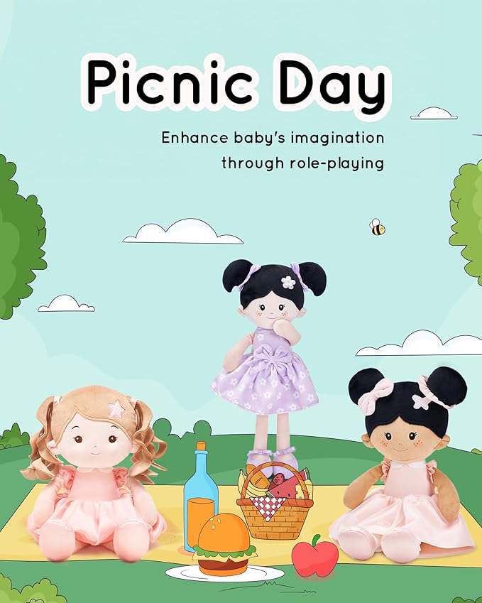 Soft Baby Doll Toys (16''), My First Baby Rag Doll for 1 Year-Old Girl Birthday Gift, Christmas Plush Toys Gift for Toddler Kids Infants -Starlet Pink