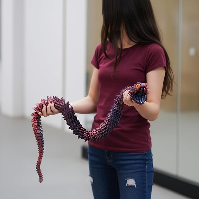 47.5inch Super Large 3D Printed Snake Models,Movable Teeth,Flexible Joint Animal lacertid Figurines, Stress Relief, Fidget restlessness, ADHD Toys, Surprise Fantasy Gifts (RBL/47.5inch)