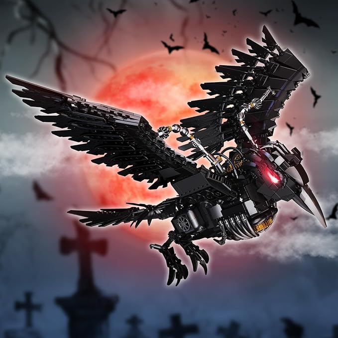 Mechanical Crow Building Block Sets for Adults, Compatible with Lego, Raven Animal Collection Model, Halloween Decor for Home or Office, STEM Toys Gift for Teens Boys and Girls 8-14 (1018PCS)