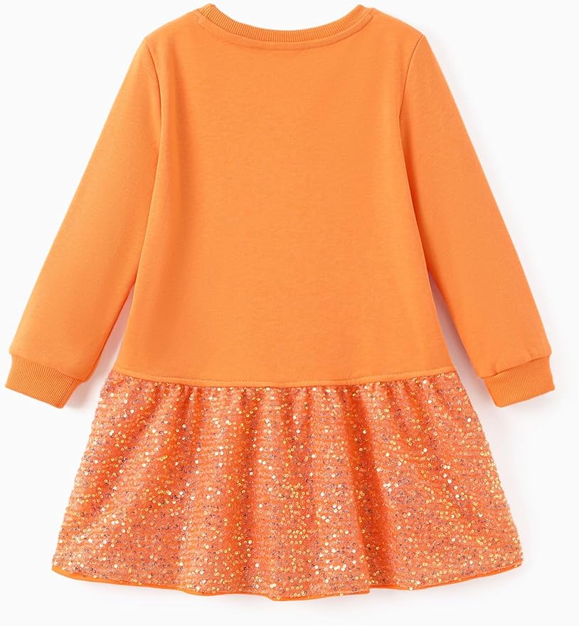 Disney Stitch Minnie Elsa Princess Sweatshirt Dress Toddler Girl Sequin Long Sleeve Pullover Clothes Fall Outfit 2-9 Years