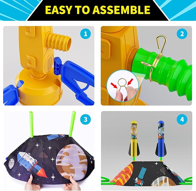 Multi-Color Rocket Launcher for Kids - Foam Blaster Set with 10 Rockets, Soars Up to 100 Feet - Birthday & Christmas Toys for Boys & Girls Age 3-12