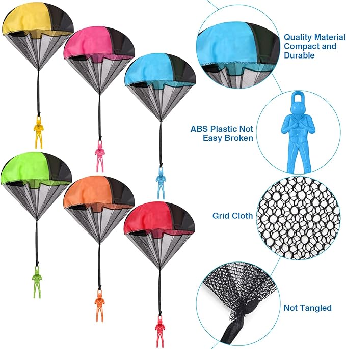 36PCS Parachute Toy, No Tangle Throwing Men, Hand Throw Army Man, 6 Colors - Party Gifts, No Battery or Assembly Required