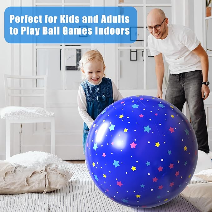 Large Beach Balls, Blue and Black Beach Balls Diameter 24inch for Kid Perfect for Summer Water Games and Hawaiian Themed Parties Inflatable Big Beach Balls(2 Pack)