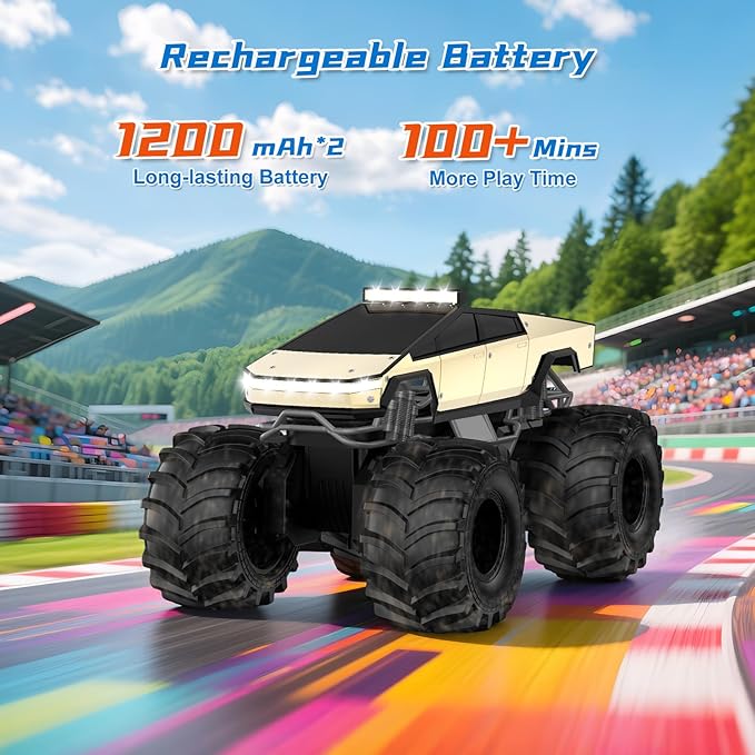 Remote Control Car for Boys, 1:18 Monster Trucks Toys Amphibious RC Cars, 2.4 GHz Waterproof RC Trucks, 4WD All Terrain Off-Road Pickup, Kids Toys for 6-12 Year Old Boys Girls Christmas Birthday Gifts