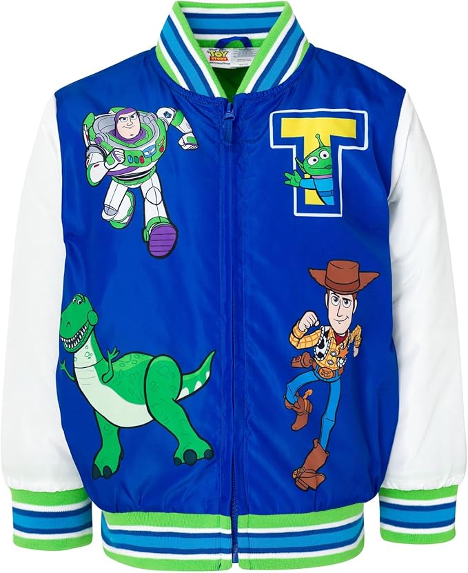 Disney Toy Story Cars Zip Up Varsity Bomber Jacket Toddler to Little Kid Sizes (2T - 7-8)