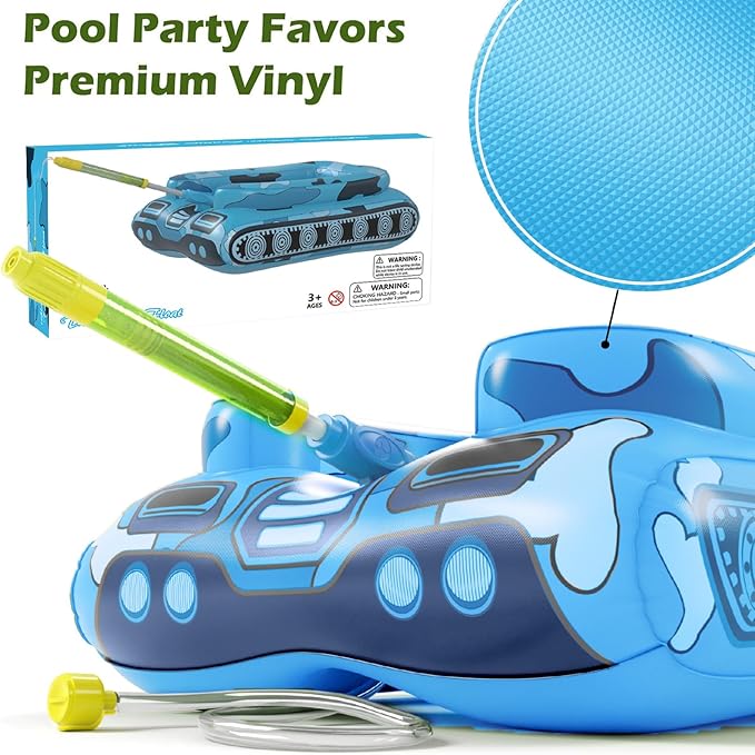Inflatable Tank Pool Floats Kids - Jasonwell Toddler Pool Floaties Swimming Pool Tank with Water Cannon Gun Swim Floaty Rafts Lake Beach Party Pool Toys for Boys Girls Toddlers Kids