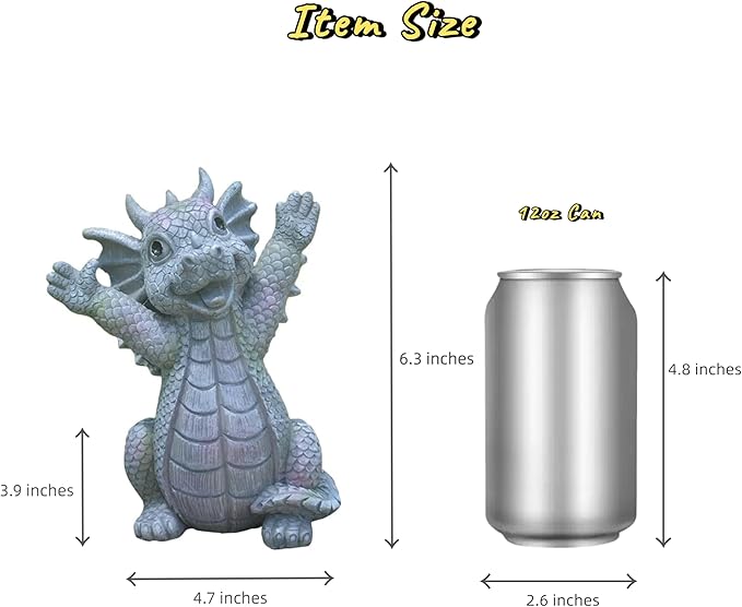 Cute Dragon Figurines Dinosaur Sculptures, Unique Resin Artwork for Office & Home Décor,Yoga Dragons Decorations for Garden & Yard,Outdoor Adorable Baby Dragon Statue Ornaments (Yoga A)