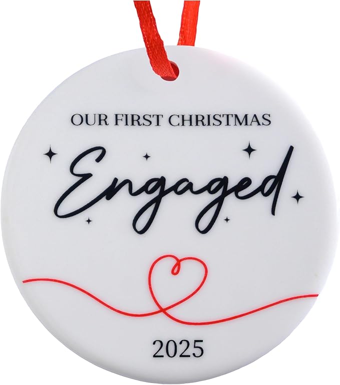Our First Christmas Engaged Ornament 3 Inch, Engagement Christmas Ornament, Engaged Christmas Ornament 2025, She Said Yes Xmas Decor, Gifts for Couples